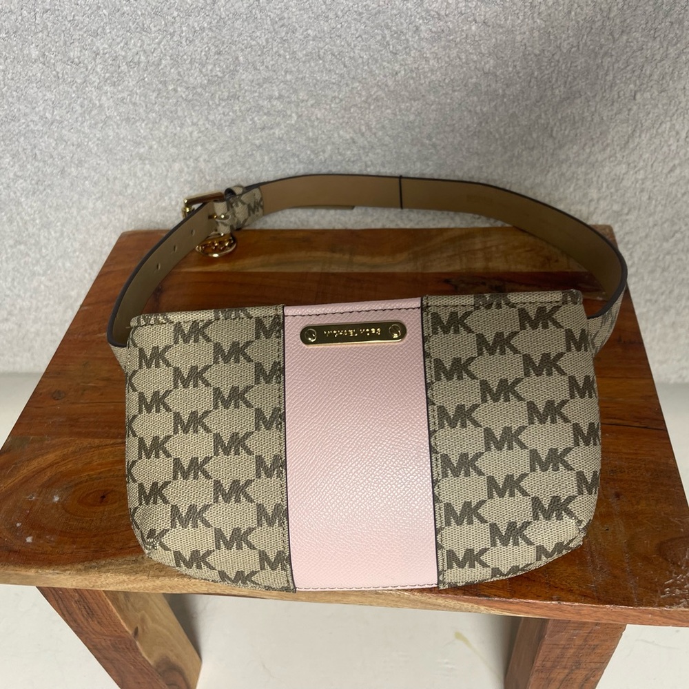 Michael Kors Belt Bag Brown/ Khaki Tan/ Pink